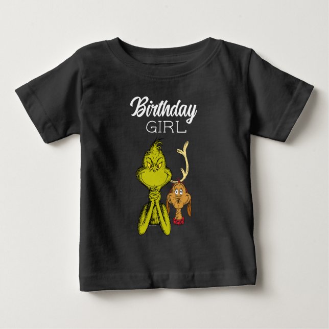 Camiseta De Bebé Chica cumpleaños pizarra Grinch (Anverso)