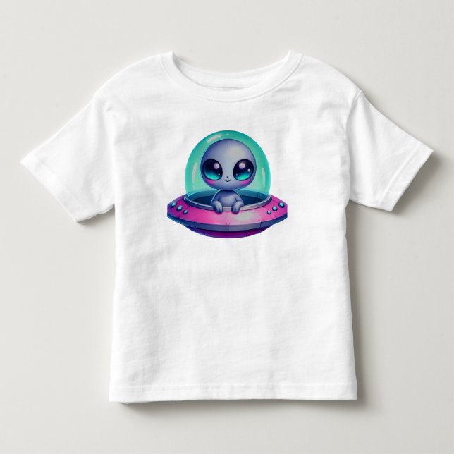Camiseta De Bebé Chica Cute Alien Spaceship Kids (Anverso)