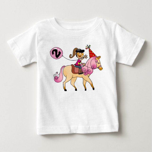 Camiseta De Bebé chica de 2 años en un poni (Anverso)