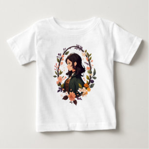 Camiseta De Bebé Chica de animaciones con hoja - arte de retrato fl