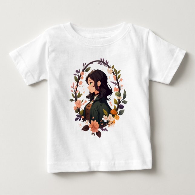 Camiseta De Bebé Chica de animaciones con hoja - arte de retrato fl (Anverso)