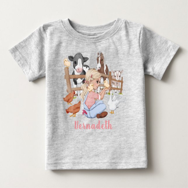 Camiseta De Bebé Chica de animales de granja de campo (Anverso)