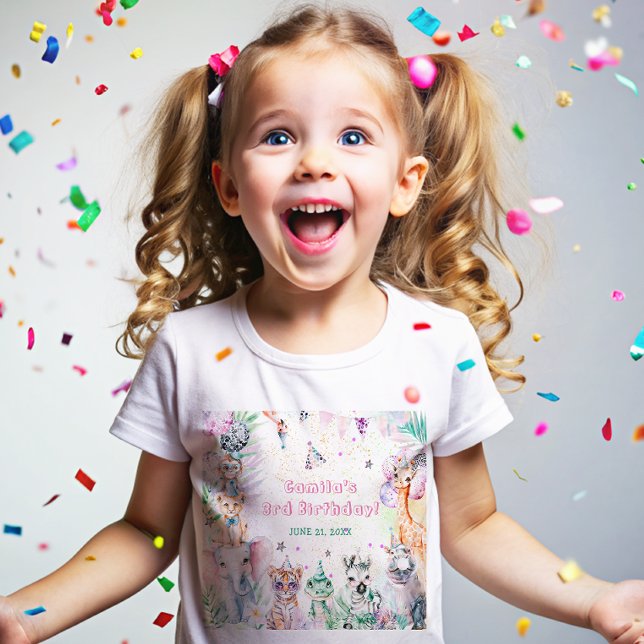Camiseta De Bebé Chica de animales de Safari Cumpleaños (Subido por el creador)