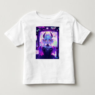 Camiseta De Bebé Chica de anime de fantasía cyberpunk gótica demoni