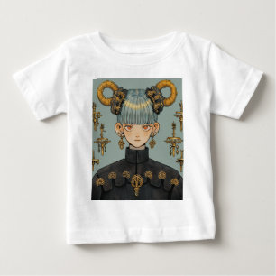 Camiseta De Bebé Chica de anime de fantasía steampunk ornamentada