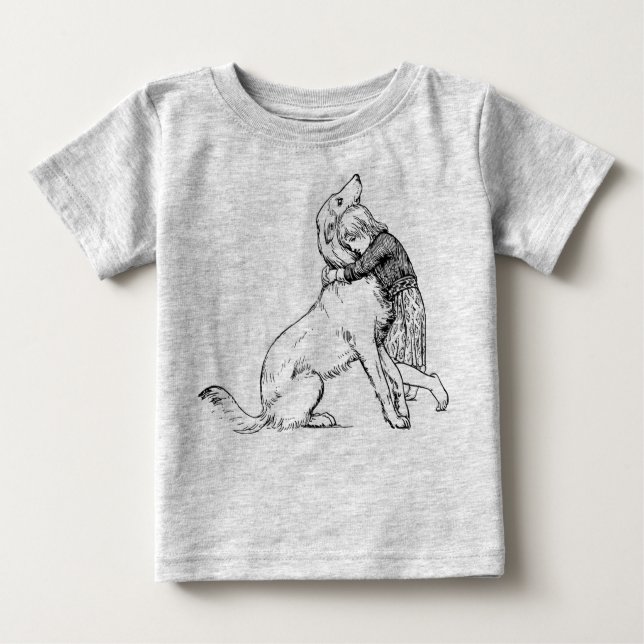 Camiseta De Bebé chica de arte de línea de perro niña (Anverso)