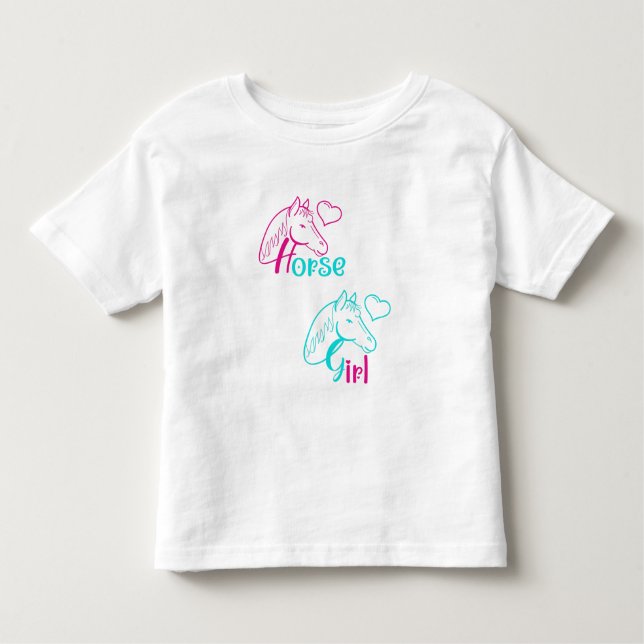 Camiseta De Bebé Chica de caballos en rosa y turquesa (Anverso)