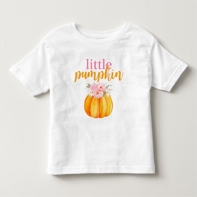 Camiseta De Bebé Chica de calabaza floral otoño de cumpleaños rosad (Anverso)