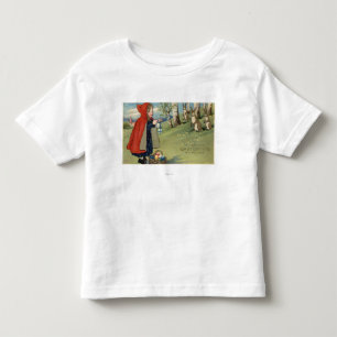 Camiseta De Bebé Chica de capucha roja entregando huevos a conejos