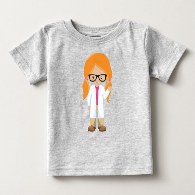 Camiseta De Bebé Chica de Ciencia, Científico, Chica Cuto, Cabello  (Anverso)