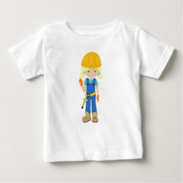 Camiseta De Bebé Chica de Construcción, Cabello Rubio, Chica Linda,