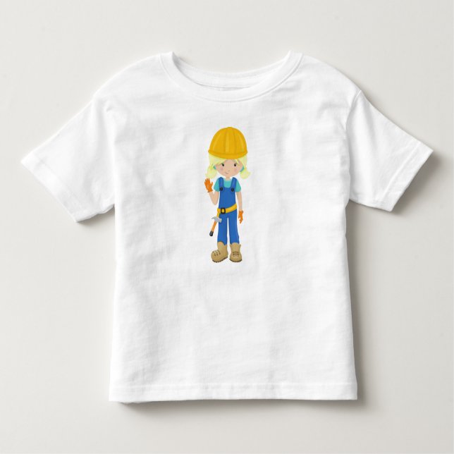 Camiseta De Bebé Chica de construcción, pelo rubio, Chica cutáneo,  (Anverso)