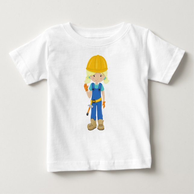 Camiseta De Bebé Chica de construcción, pelo rubio, Chica cutáneo,  (Anverso)