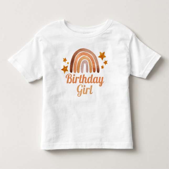Camiseta De Bebé Chica de cumpleaños acuarela Boho Arcoiris y estre (Anverso)