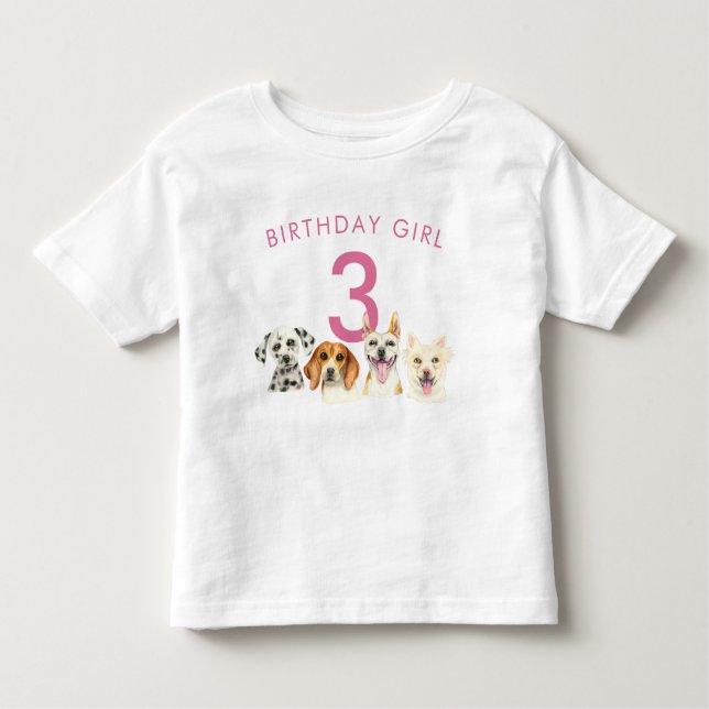 Camiseta De Bebé Chica de cumpleaños acuarela Perros de porcino (Anverso)