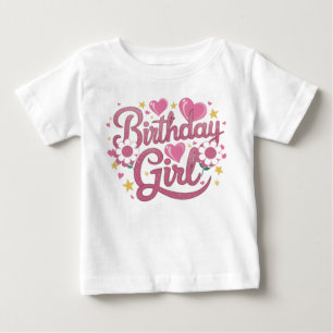 Camiseta De Bebé Chica de cumpleaños con escritura moderna