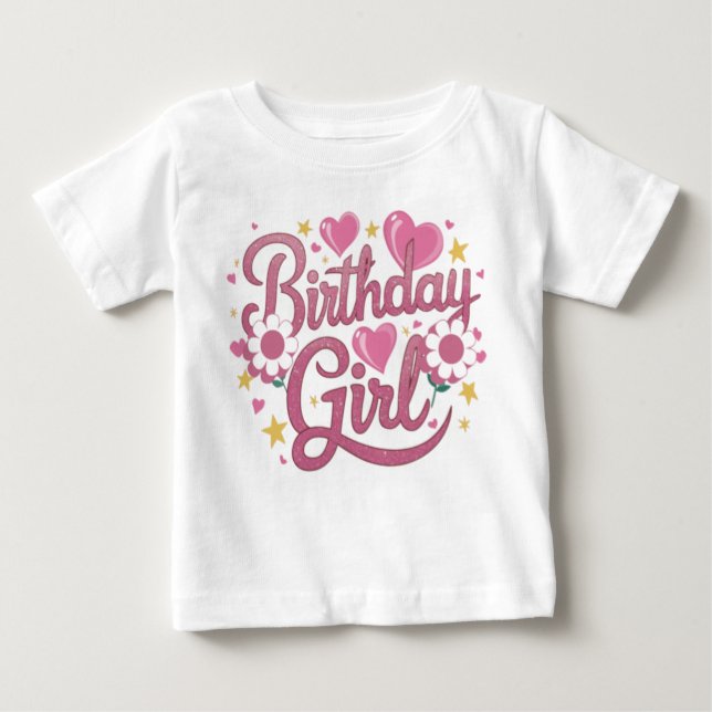 Camiseta De Bebé Chica de cumpleaños con escritura moderna (Anverso)