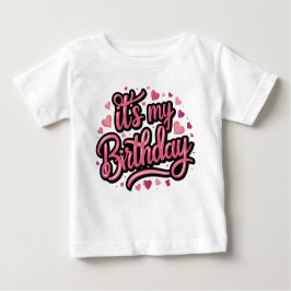 Camiseta De Bebé Chica de cumpleaños con escritura moderna