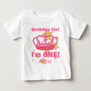 Camiseta De Bebé Chica de cumpleaños con la Corona ¡soy UNO! Nombre