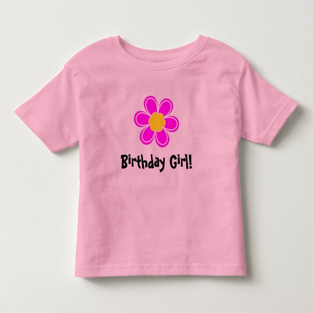 Camiseta De Bebé Chica de cumpleaños con una flor rosa linda (Anverso)