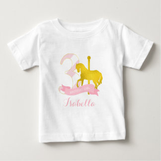 Camiseta De Bebé Chica de cumpleaños de caballo de carrusel rosa
