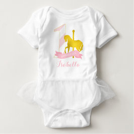 Camiseta De Bebé Chica de cumpleaños de caballo de carrusel rosa