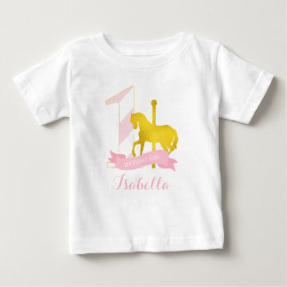 Camiseta De Bebé Chica de cumpleaños de caballo de carrusel rosa