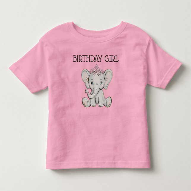 Camiseta De Bebé Chica de cumpleaños de la princesa rosa elefante (Anverso)