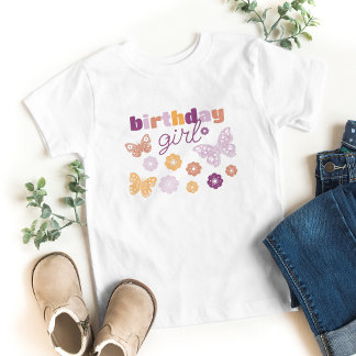 Camiseta De Bebé Chica de cumpleaños de mariposa retro