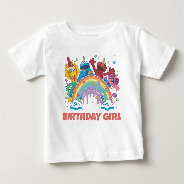 Camiseta De Bebé Chica de cumpleaños de Plaza Sésamo (Anverso)