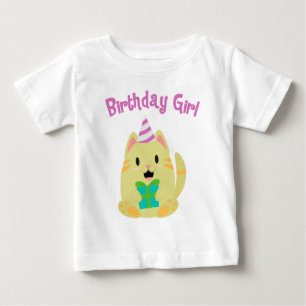 Camiseta De Bebé Chica de cumpleaños de un gato amarillo dulce