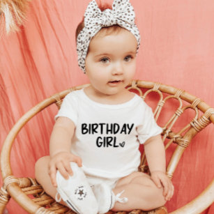 Camiseta De Bebé Chica de cumpleaños Minimalista mínimo Llanura bla