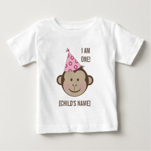 Camiseta De Bebé Chica de cumpleaños Monkey Face Shirt