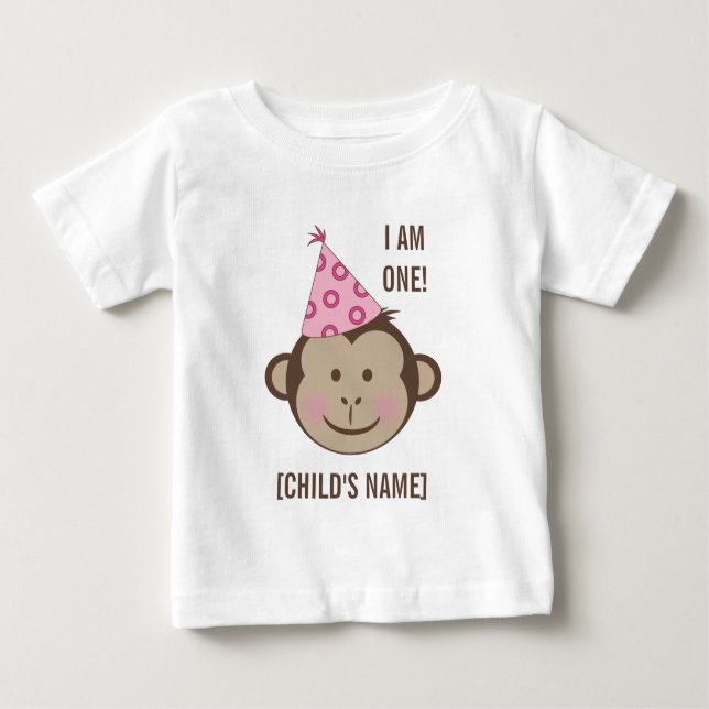 Camiseta De Bebé Chica de cumpleaños Monkey Face Shirt (Anverso)