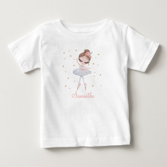 Camiseta De Bebé Chica de Cumpleaños Personalizada de Cute Tutu Bal (Anverso)