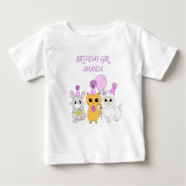 Camiseta De Bebé Chica de cumpleaños personalizada Lama, Kitten y M