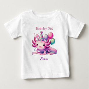 Camiseta De Bebé Chica de cumpleaños personalizado   Tema de Axolot
