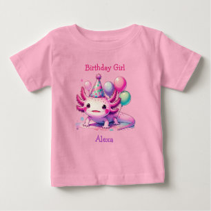Camiseta De Bebé Chica de cumpleaños personalizado   Tema de Axolot