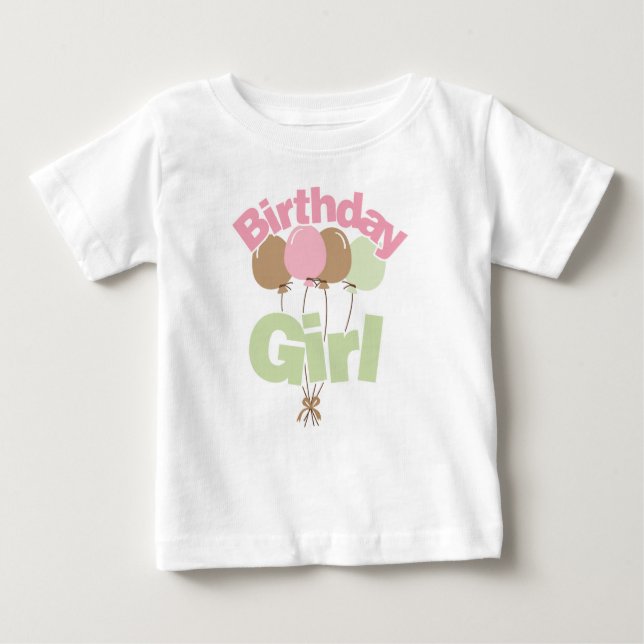 Camiseta De Bebé Chica De Cumpleaños Rosa Y Verde (Anverso)