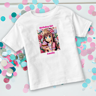 Camiseta De Bebé Chica de cumpleaños rosado del Chica de arte de Pi