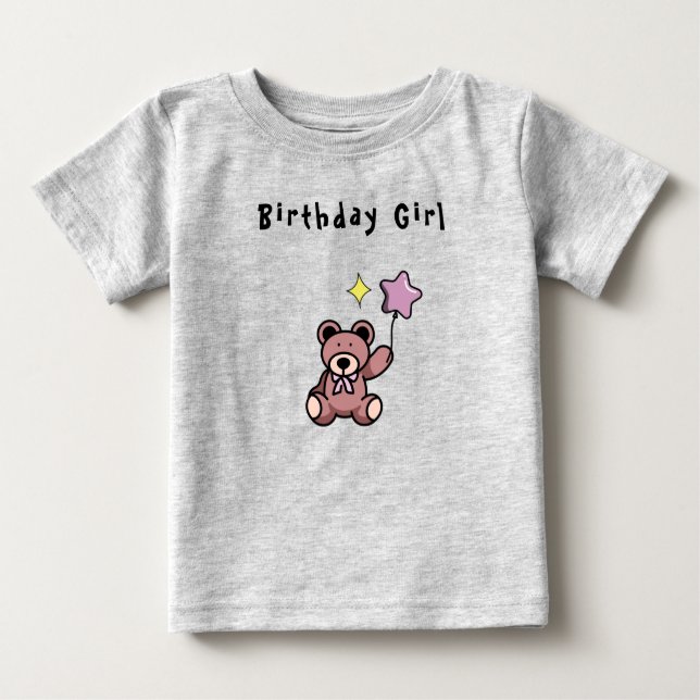 Camiseta De Bebé Chica de cumpleaños Teddy Bear (Anverso)