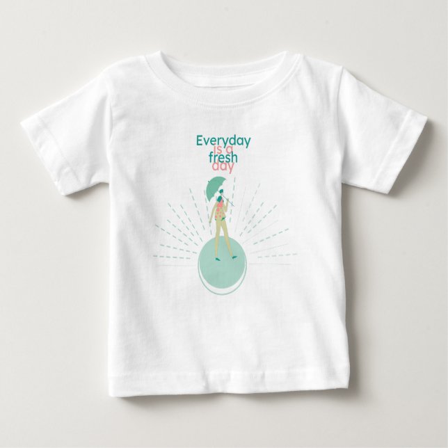 Camiseta De Bebé Chica de día fresco con paraguas y pistas (Anverso)