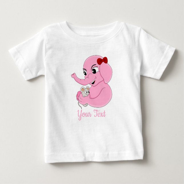 Camiseta De Bebé Chica de elefante lindo personalizado bebé camiset (Anverso)