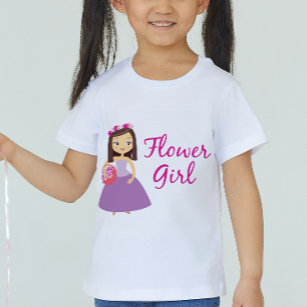 Camiseta De Bebé Chica De Flor De Brunette Cuidada Con Canasta De F