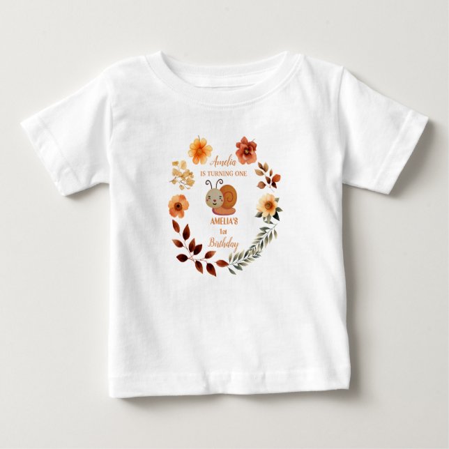 Camiseta De Bebé Chica de flor silvestre personalizado de primer cu (Anverso)