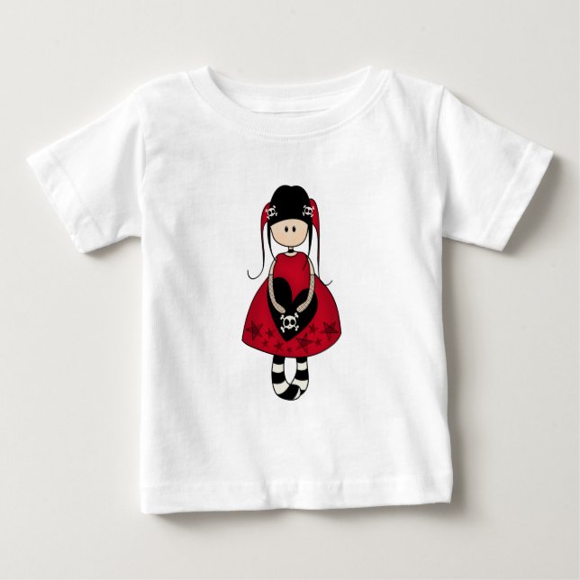 Camiseta De Bebé Chica de gótico con vestimenta roja (Anverso)