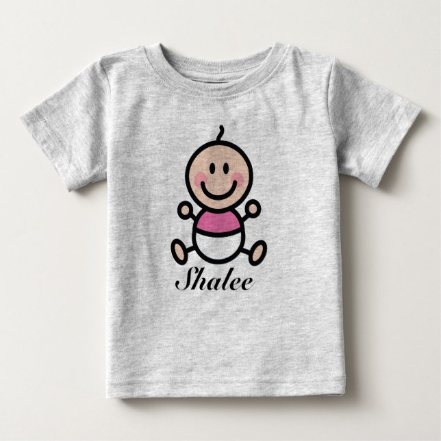 Camiseta De Bebé Chica de imágenes personalizadas de Baby Stick (Anverso)