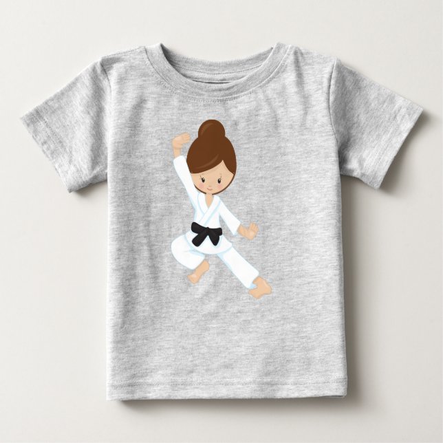 Camiseta De Bebé Chica de Karate, Chica Linda, Cinturón Negro, Cabe (Anverso)