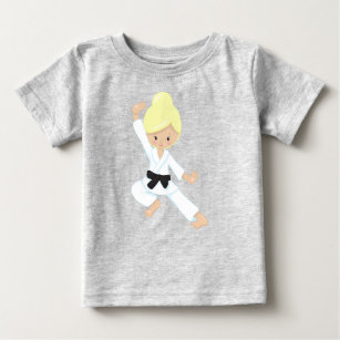 Camiseta De Bebé Chica de karate, Chica lindo, cinturón negro, pelo