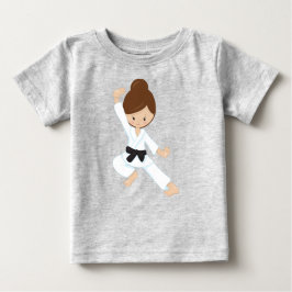 Camiseta De Bebé Chica de karate, Chica lindo, cinturón negro, pelo